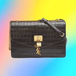 Elissa Croc-Embossed Shoulder Bag DKNY